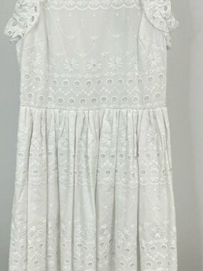 kate spade White Eyelet Floral Ruffle Sleeve Dress